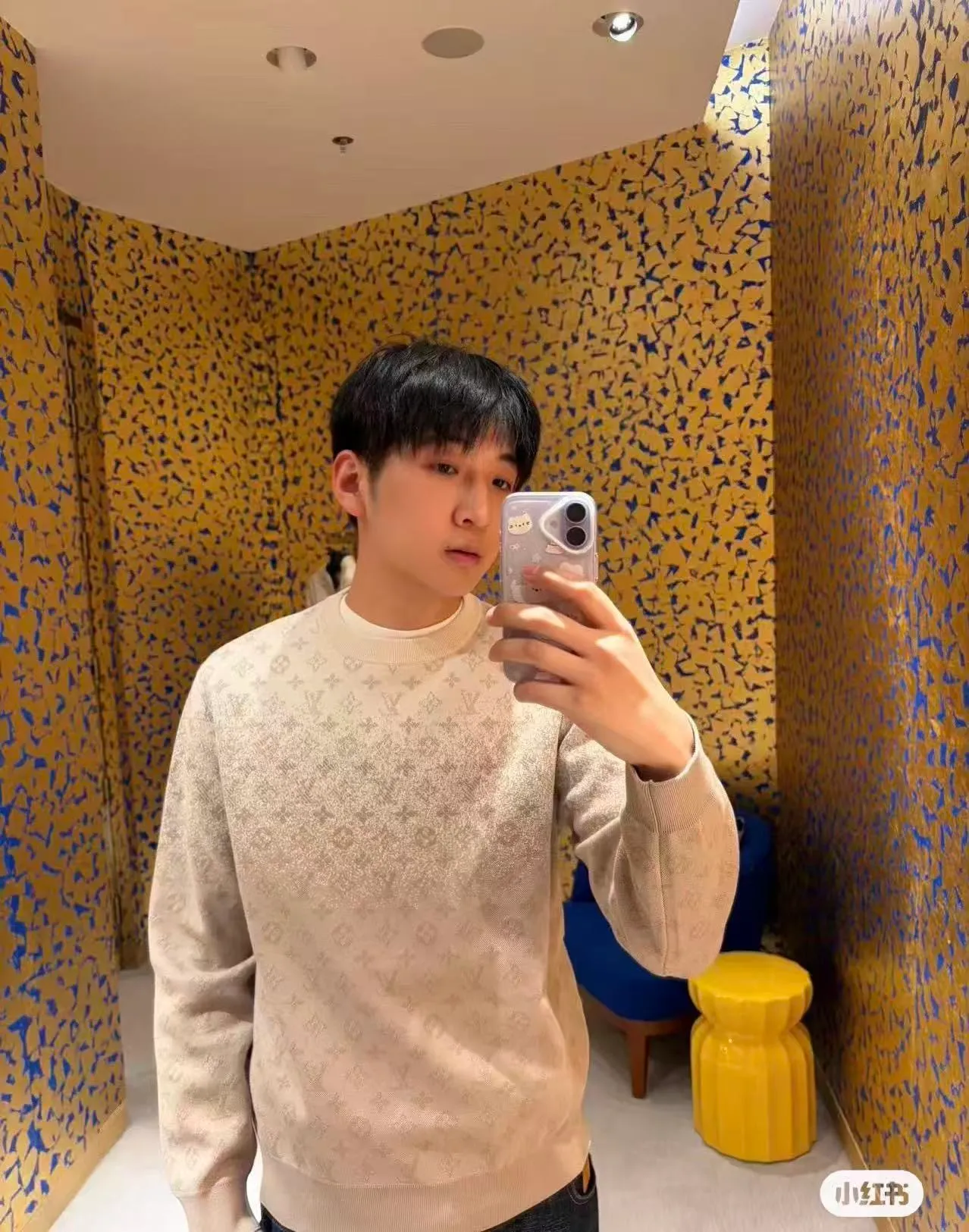 Louis Vuitton/Louis Vuitton 25Fw old flower jacquard gradient round neck sweatshirt